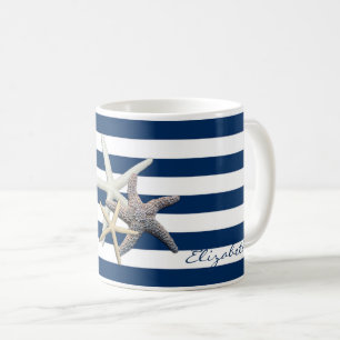 Entzückender Seestern, marineblaue Streifen - Pers Tasse