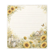 Entzückender Sonnenblumen-Cottage-Garten mit Linie