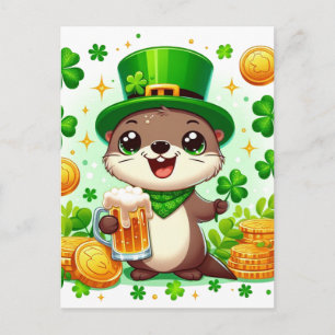 Entzückender St. Patricks Day Otter Postkarte