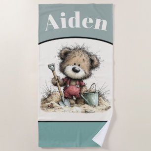 Entzückender Strandtag-Teddybär-Handtuch-Design fü Strandtuch