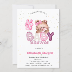 Entzückender Teddybär Sterne Ballons Babyparty Einladung