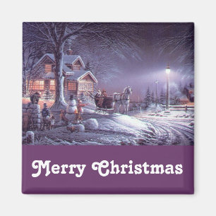 Entzückender vintage frohe Weihnachten Magnet. Magnet