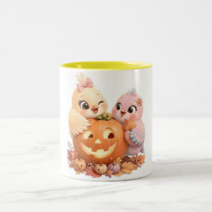 Entzückender Vogeltassen-Halloween-Becher Zweifarbige Tasse