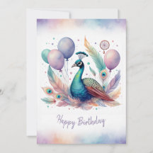 Entzückender Wasserfarb-Pfau Alles Gute zum Geburt