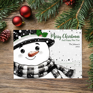 Entzückender Wasserfarben-Schneemann-Weihnachten Feiertagskarte