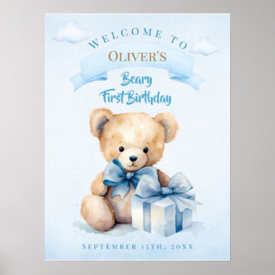 Entzückender Wasserfarben-Teddybär Beary zum erste Poster