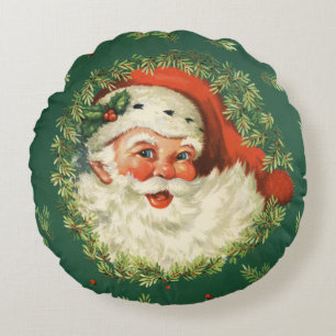 Entzückender Weihnachten Retro Vintage Fröhlicher  Rundes Kissen
