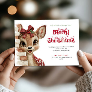Entzückender Weihnachtsbaby-Rehkitz-Gruß Feiertagskarte