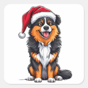 Entzückender Weihnachtshund Quadratischer Aufkleber