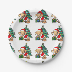Entzückender WeihnachtshundTeller Pappteller