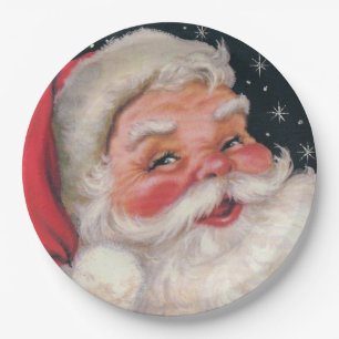 Entzückender Weihnachtsmann im Vintage-Stil Pappteller