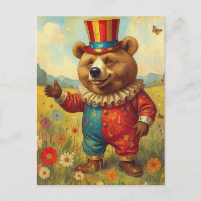 Entzückender Zirkusbär Postkarte (Vorderseite)