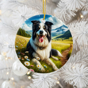 Entzückendes Border Collie-Hund-Andenken Keramik Ornament