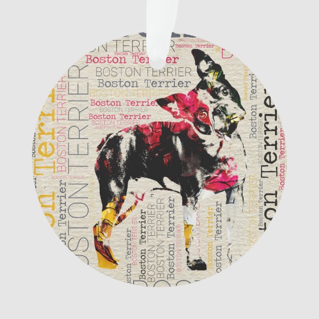 Entzückendes Boston Terrier Ornament (Vorderseite)
