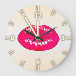 Entzückendes cooles Trendy   , Lippen - Große Wanduhr