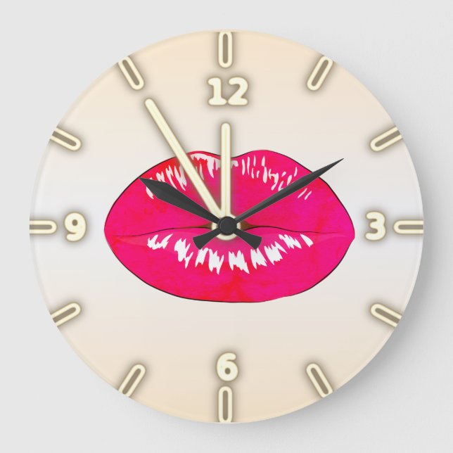 Entzückendes cooles Trendy   , Lippen - Große Wanduhr (Vorderseite)