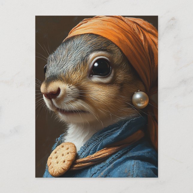 Entzückendes Eichhörnchen mit einer Perlenohrring  Postkarte (Vorderseite)