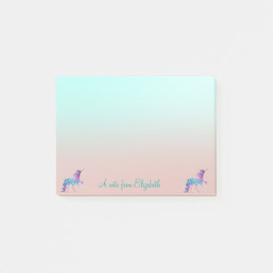 Entzückendes Einhorn, Ombre - Personalisiert Post-it Klebezettel