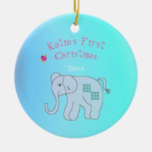 Entzückendes Elefantenbaby erstes Weihnachten Keramikornament