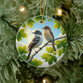 Entzückendes Erlen-Schnäpper-Vogel-Andenken Keramik Ornament