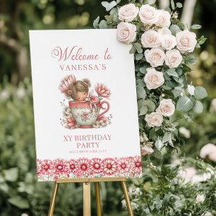 Entzückendes Feen-Mädchen Errötende Blumen Geburts Poster