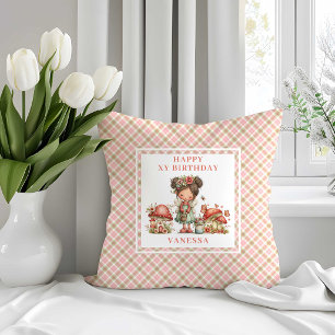 Entzückendes Feen-Rosa-Blumen-Geburtstags-Wurfkiss Kissen
