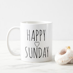 Entzückendes 'Froher Sonntag' Schwarzes Herz Umris Kaffeetasse