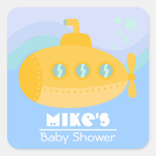 Entzückendes gelbes Unterseeboot Underwater Quadratischer Aufkleber