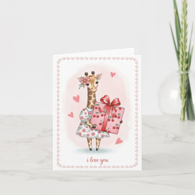 Entzückendes Giraffenmädchen  Feiertagskarte (Vorderseite)