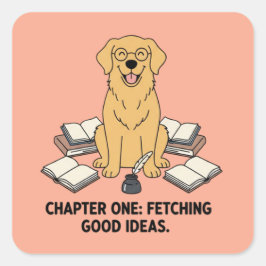 Entzückendes Golden Retriever Akademisches Journal Quadratischer Aufkleber