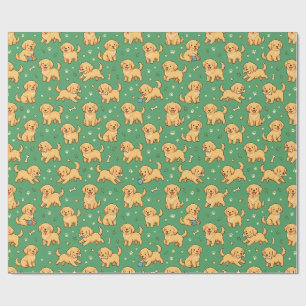 Entzückendes Goldenes Welpen-Muster Geschenkpapier