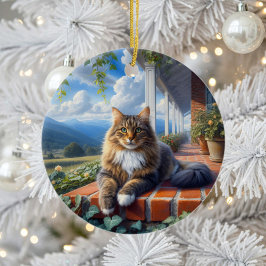 Entzückendes Haustier-Mittelhaarkatze-Andenken Keramik Ornament