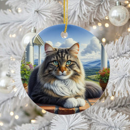 Entzückendes Haustier-Mittelhaarkatze-Andenken Keramik Ornament