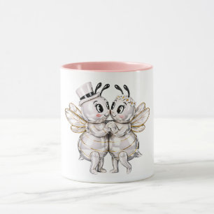 Entzückendes Hochzeit-Bienen-Paar Tasse