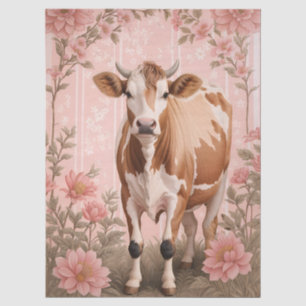 Entzückendes Jersey-Kuh Rosa Blumenmuster Seidenpapier