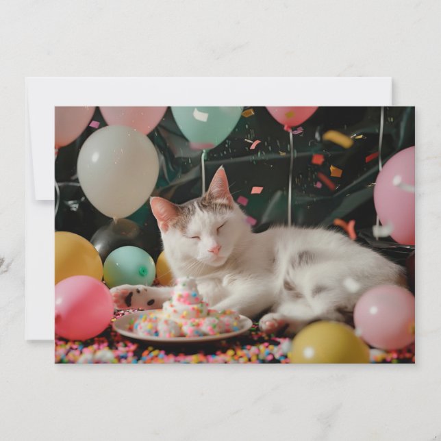 Entzückendes Katzen-Geburtstagsfeier-Design Karte (Vorderseite)
