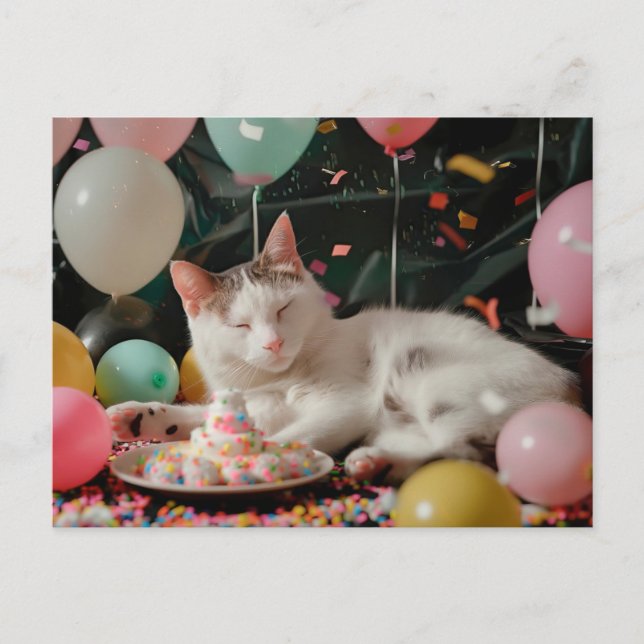 Entzückendes Katzen-Geburtstagsfeier-Design Postkarte (Vorderseite)