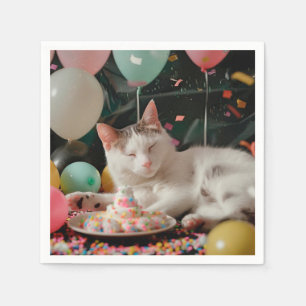 Entzückendes Katzen-Geburtstagsfeier-Design Serviette