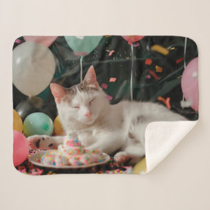Entzückendes Katzen-Geburtstagsfeier-Design Sherpadecke