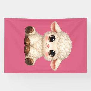 Entzückendes lächelndes Lamm-Cartoon-Design-Banner Banner