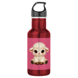 Entzückendes lächelndes Lamm-Cartoon-Design-Banner Edelstahlflasche