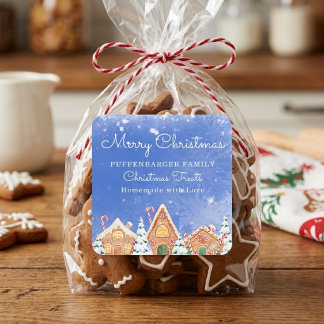 Entzückendes Lebkuchendorf Festive Weihnachten Quadratischer Aufkleber