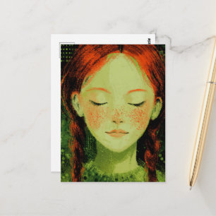 Entzückendes Mädchen rotes Haar und Sommersprossen Postkarte