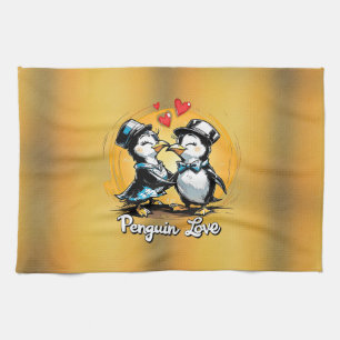 Entzückendes Pinguin-Paar Geschirrtuch