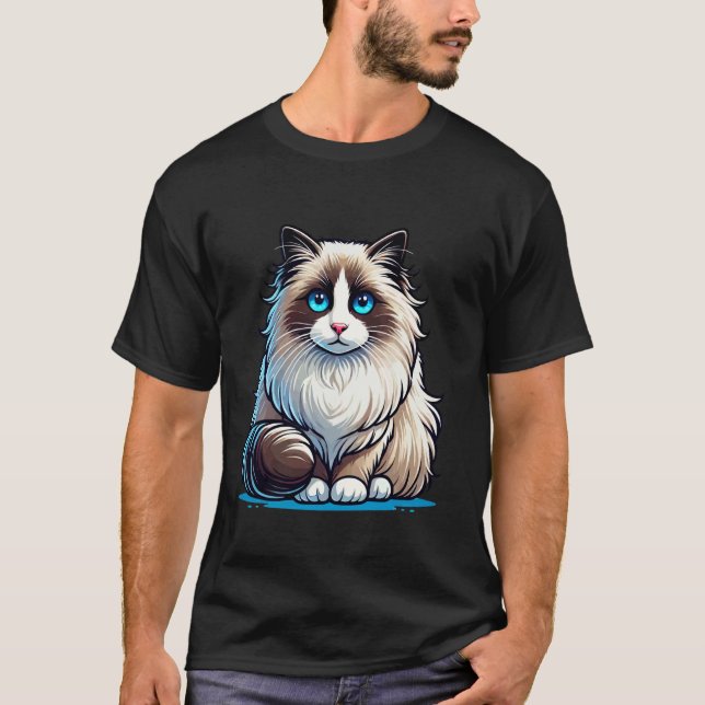 Entzückendes Ragdoll-Katze-Design T-Shirt (Vorderseite)
