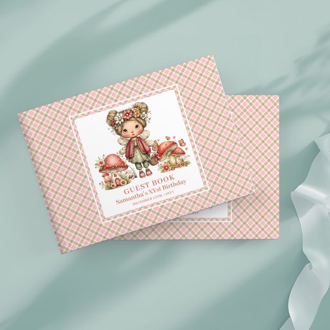 Entzückendes Rosa-Feengeburtstags-Gästebuch Gästebuch (Charming Blush Fairy Birthday Guest Book)