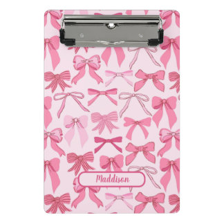 Entzückendes rosa Schleifenmuster Mini Klemmbrett