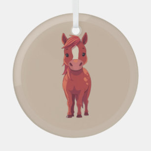 Entzückendes Rotfuchs-Pferd Ornament Aus Glas