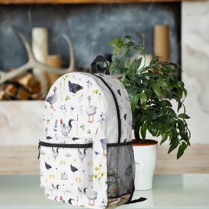 Entzückendes rustikales Bauernhaus Hühner Monogr Bedruckter Rucksack