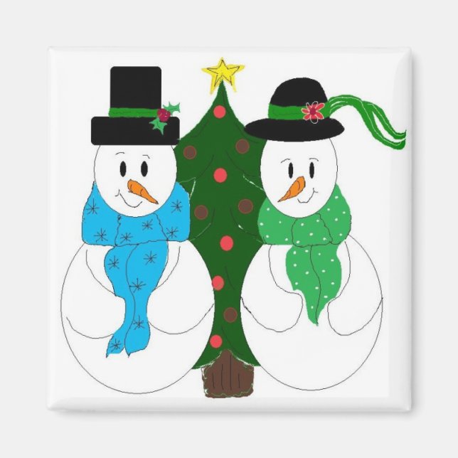 Entzückendes Schneemann-Paar Magnet (Vorne)